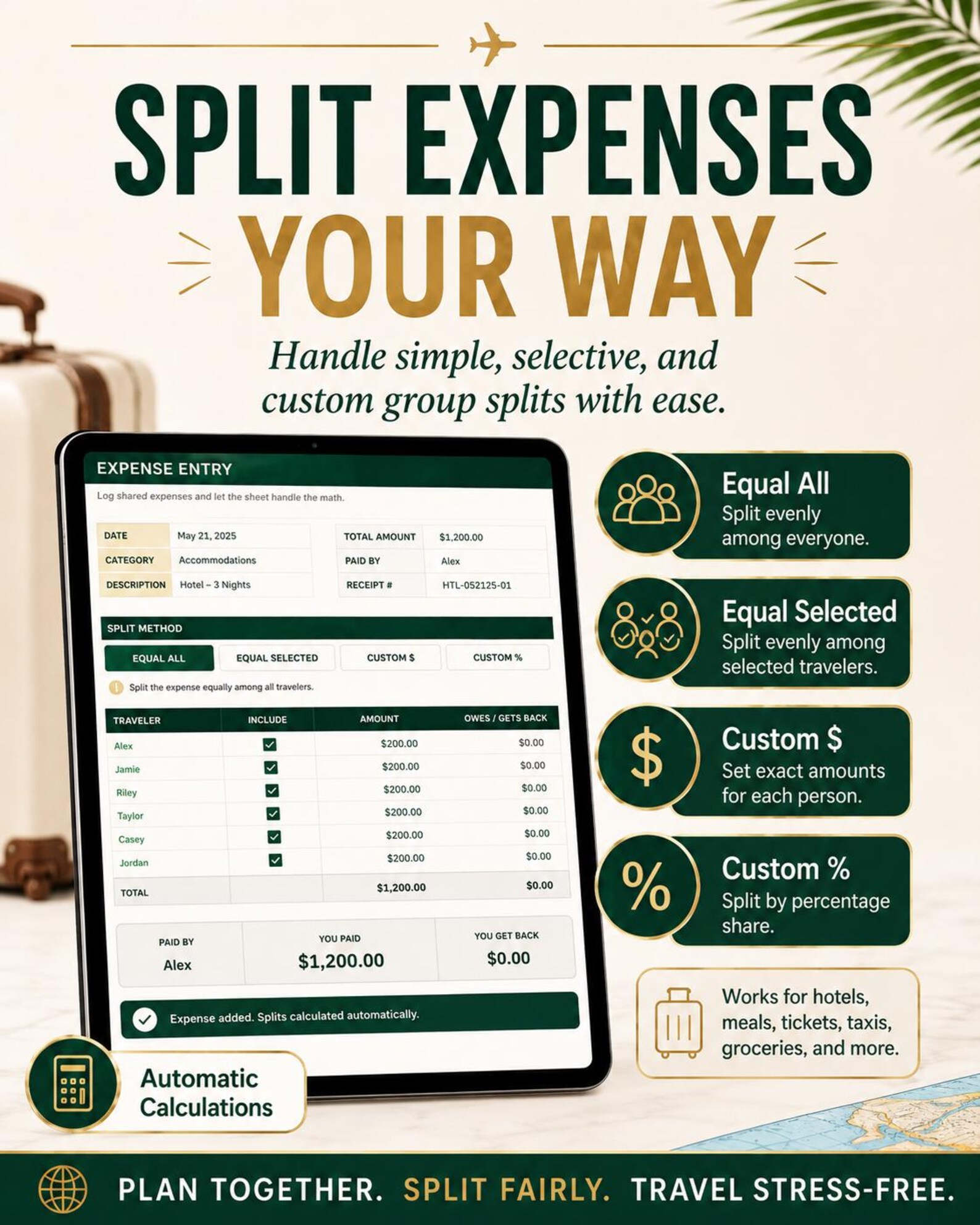 Meal & activity split