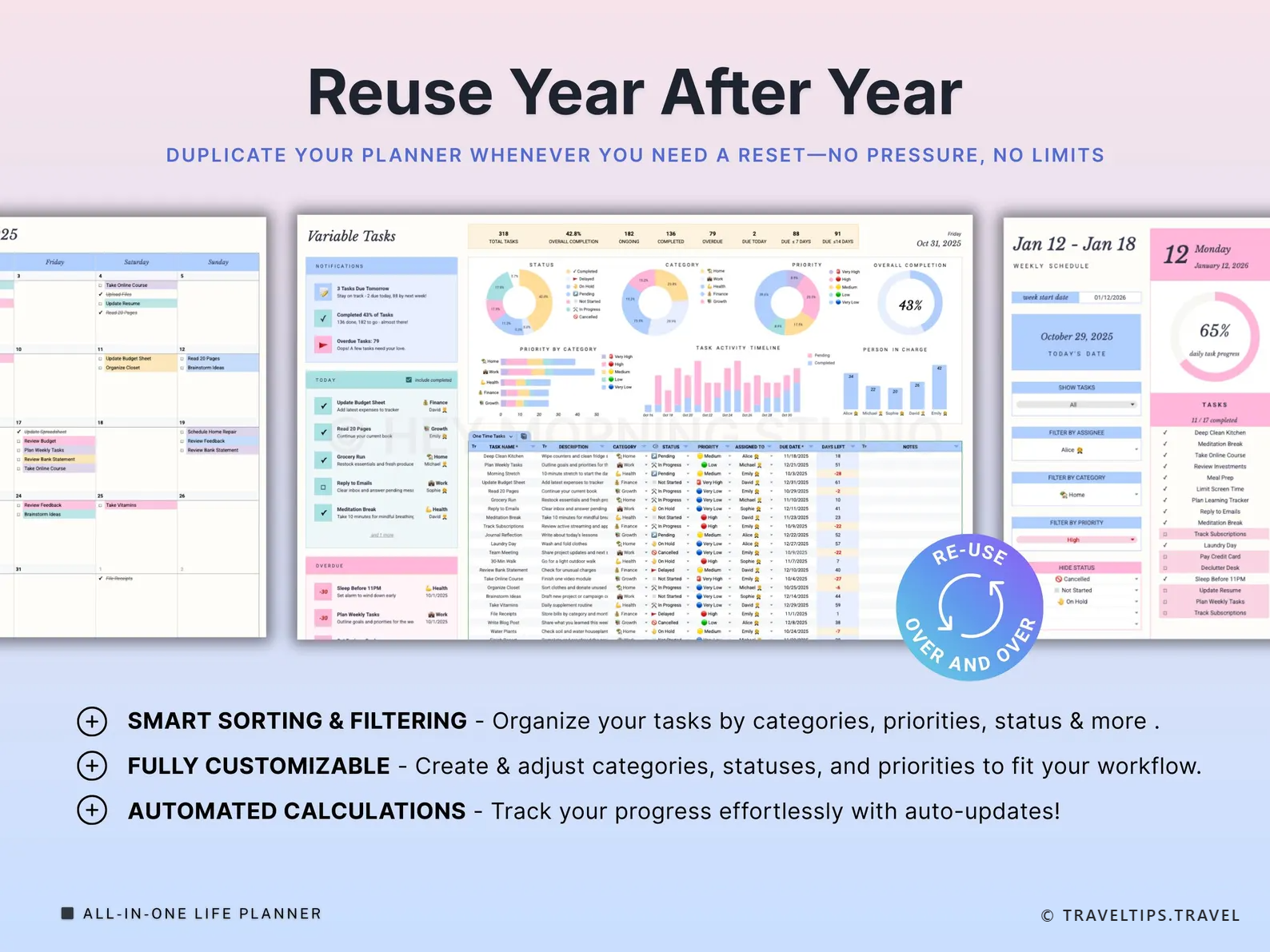 Reuse year after year — duplicate whenever you need a reset