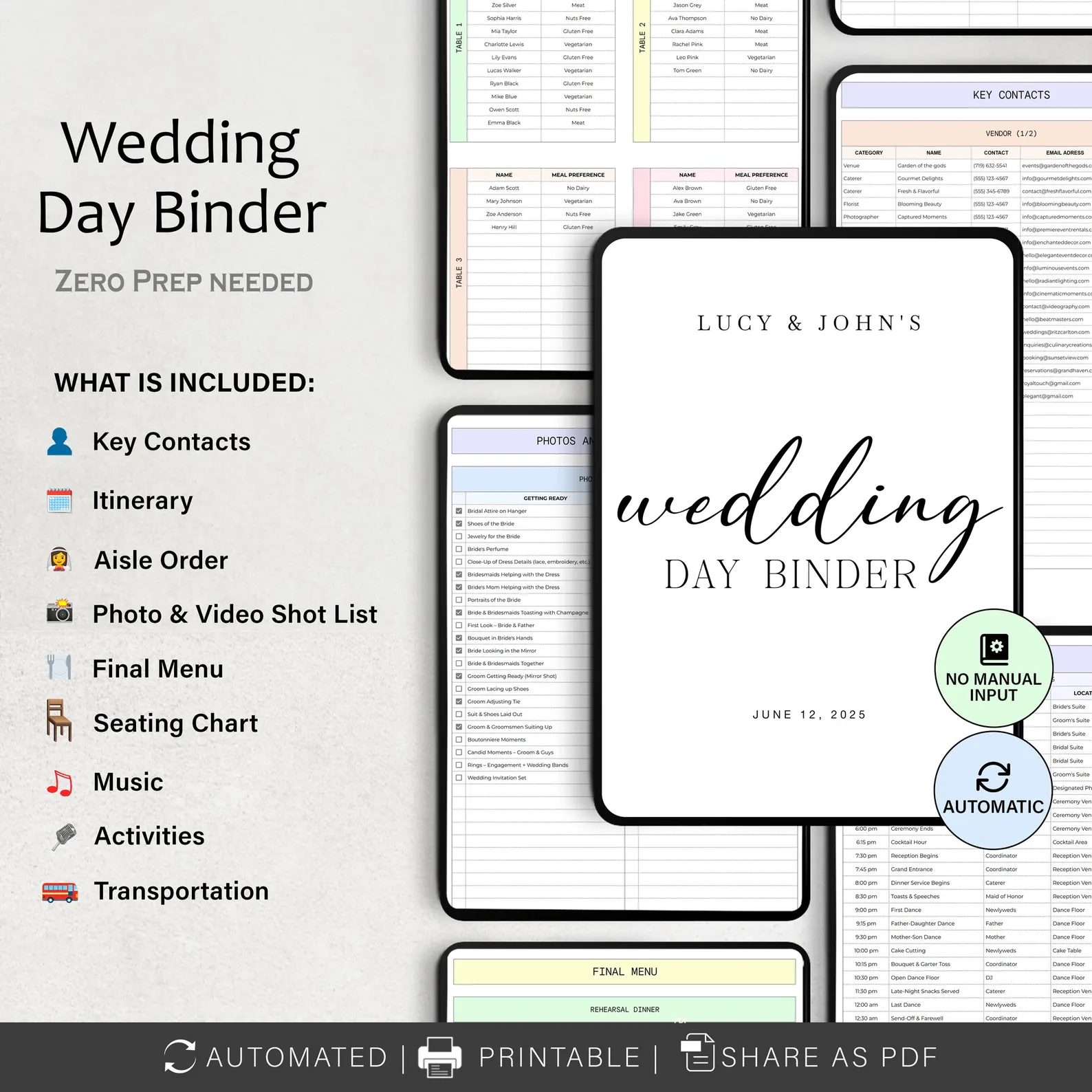 Wedding Day Binder — zero prep needed