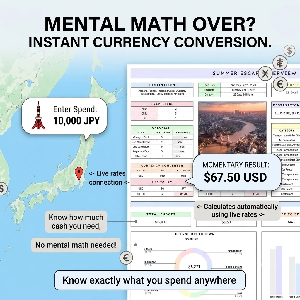Instant currency conversion at live rates